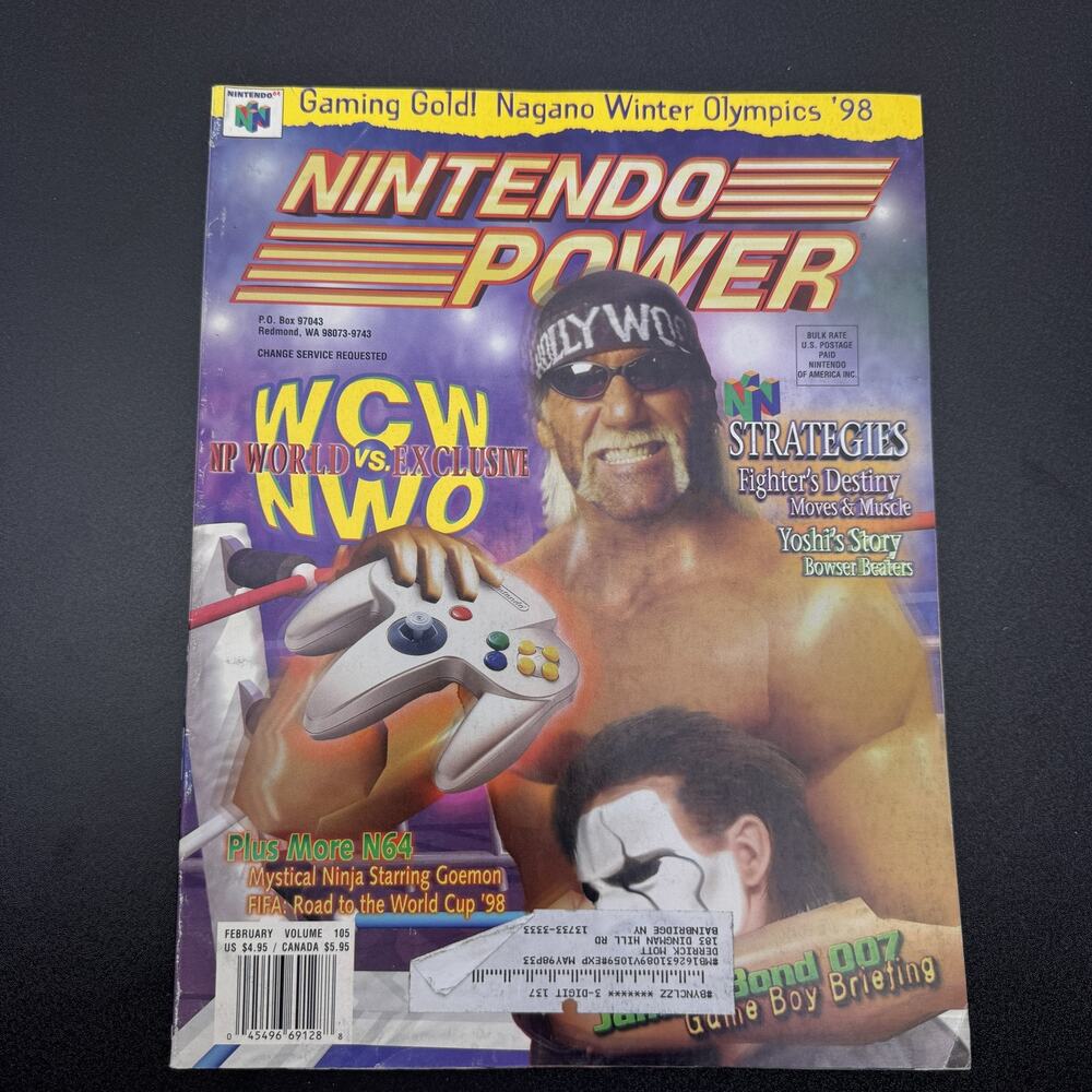 Nintendo Power Magazine #105 February 1998 WCW NWO Hulk Hogan N64 Nagano
